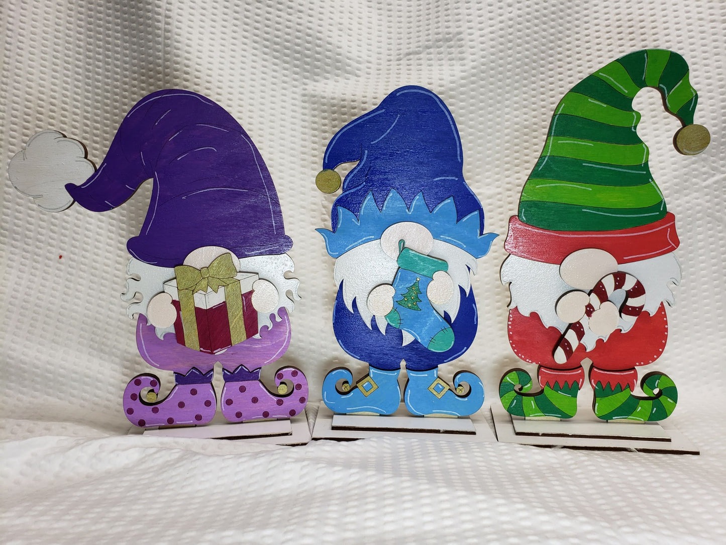 PAINTED - Christmas Gnome Trio