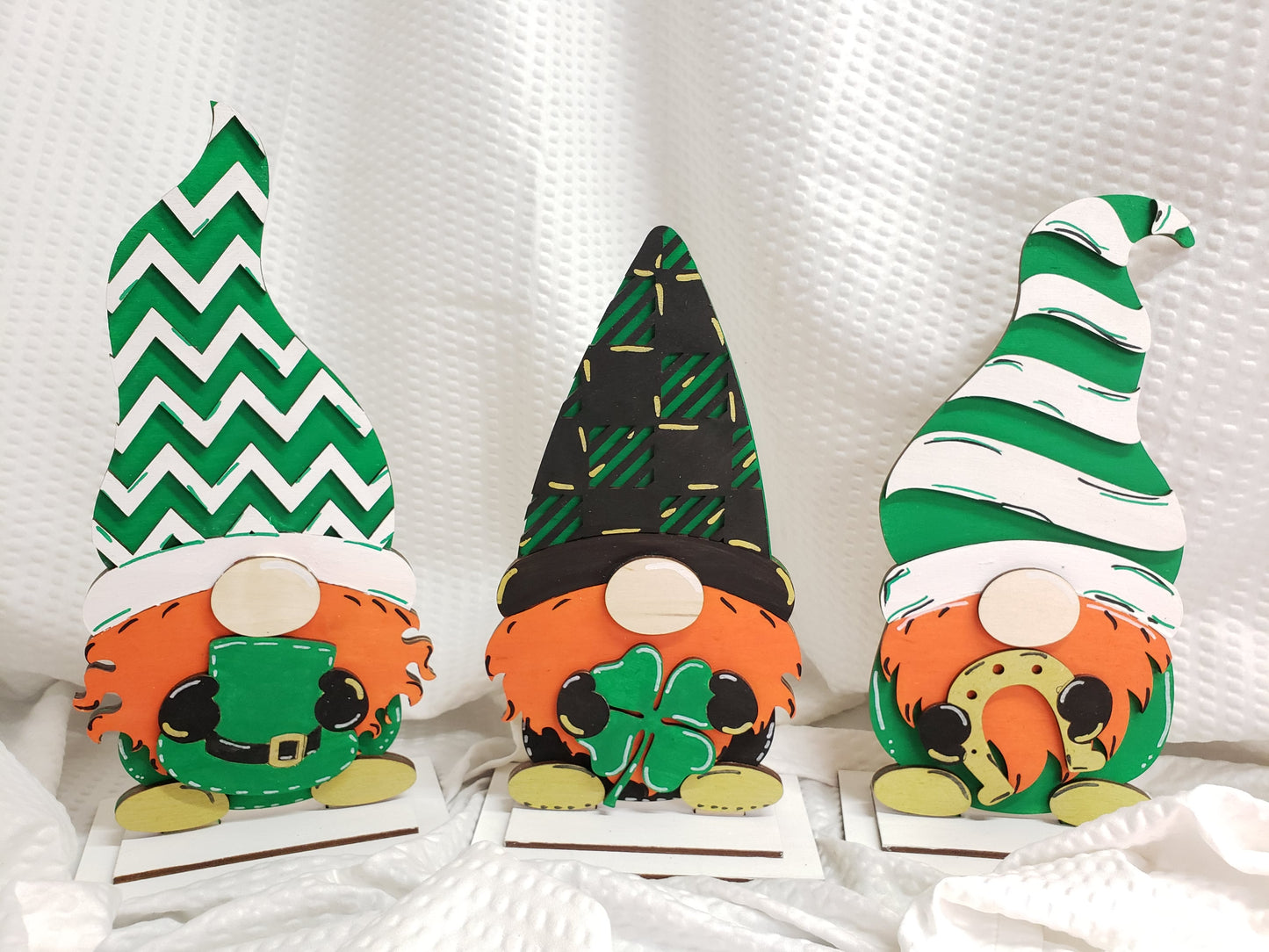 PAINTED - St. Patrick Gnome Trio