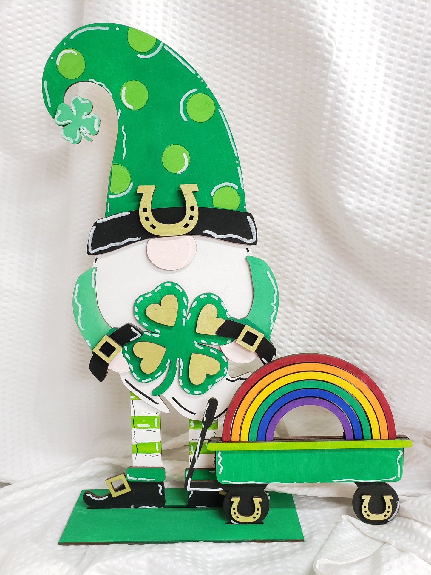 PAINTED - Large St. Patrick Gnome
