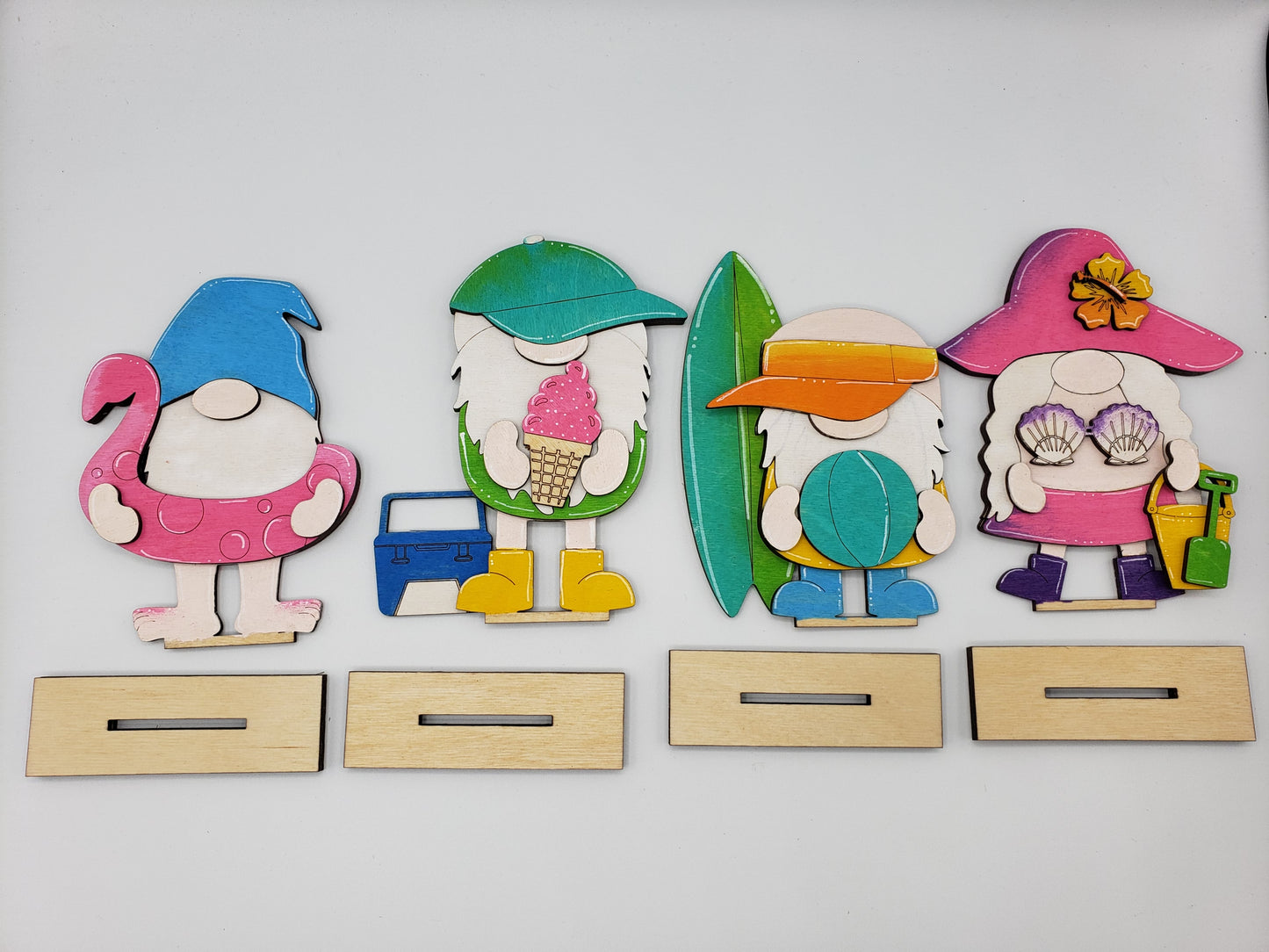 PAINTED - Summer Gnomes x4