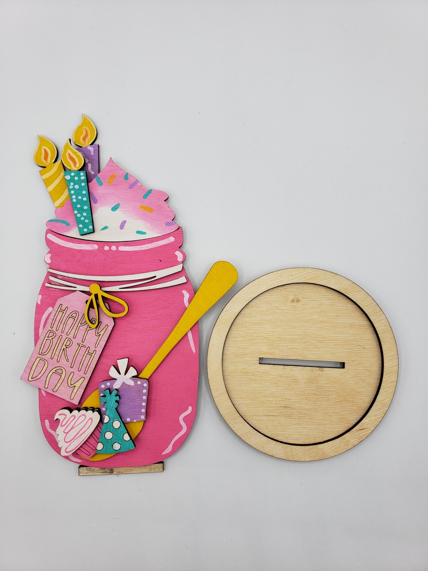 PAINTED- Happy Birthday Mason Jar Sitter