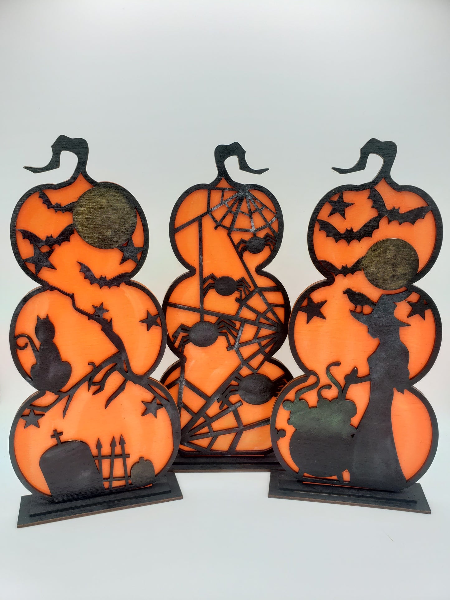 PAINTED - Stacked Pumpkins x3