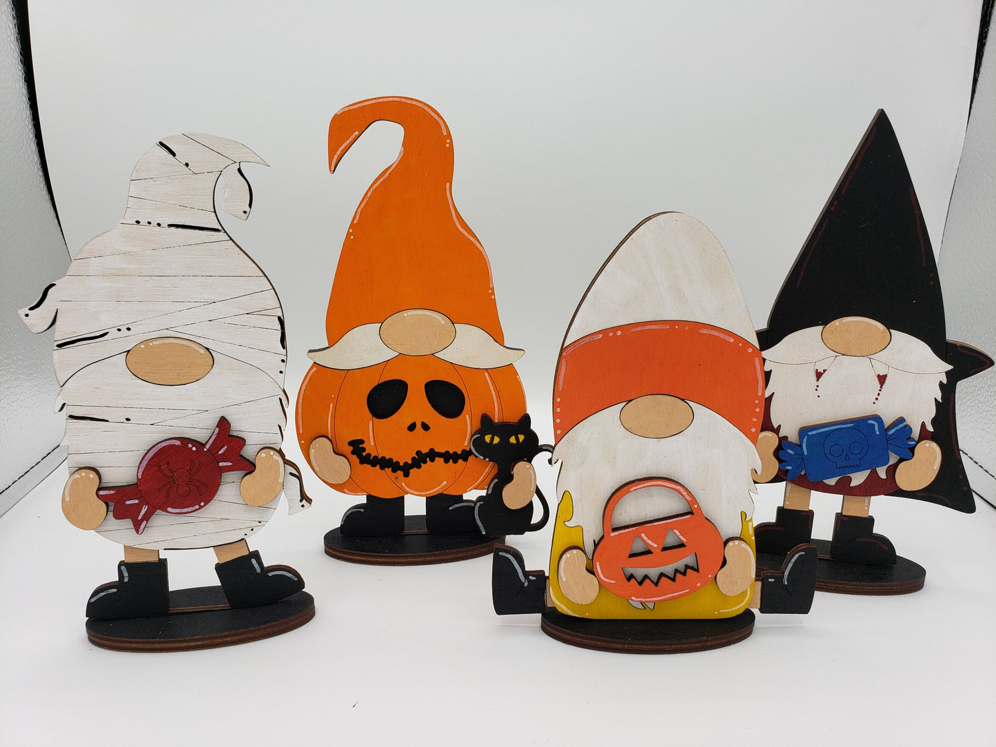 PAINTED - Halloween Gnomes Set of 4