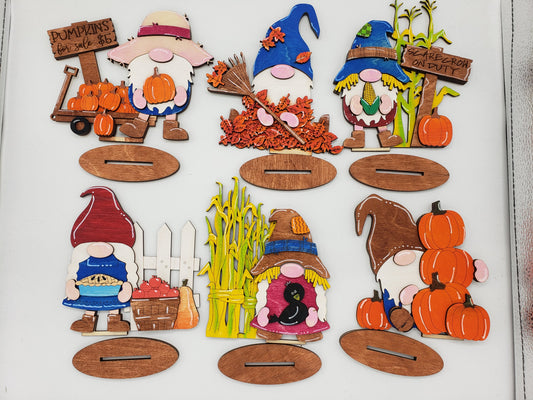 PAINTED- Fall Gnomes Set of 6