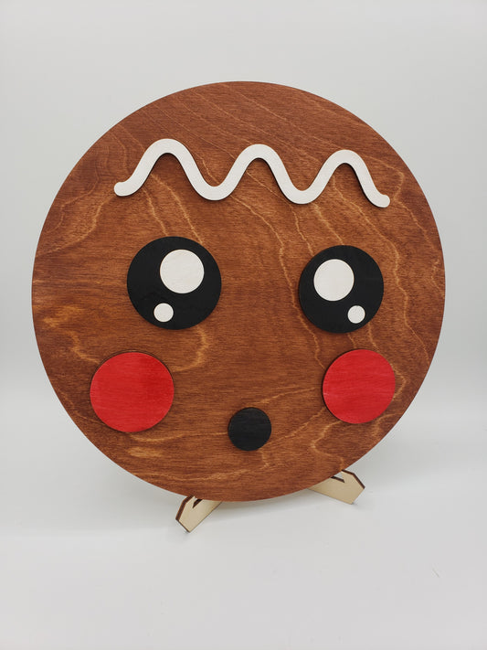 PAINTED - Gingerbread Face Round Surprise
