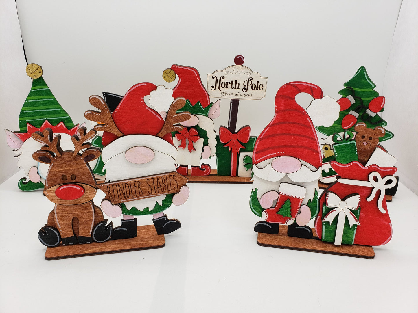 PAINTED -North Pole Gnomes x5