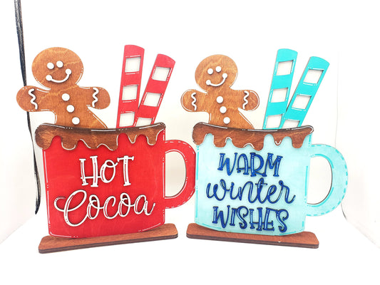PAINTED - Gingerbread Cocoa Cups x 2