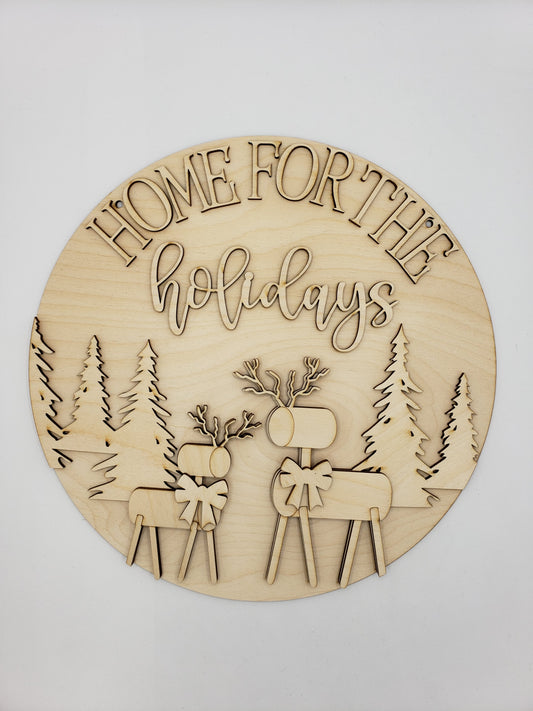 Home for the Holidays Round Sign