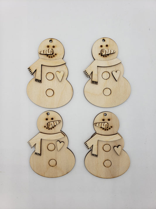 Snowman Ornaments - Set of 10