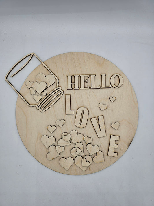 Hello Love Jar Round Sign