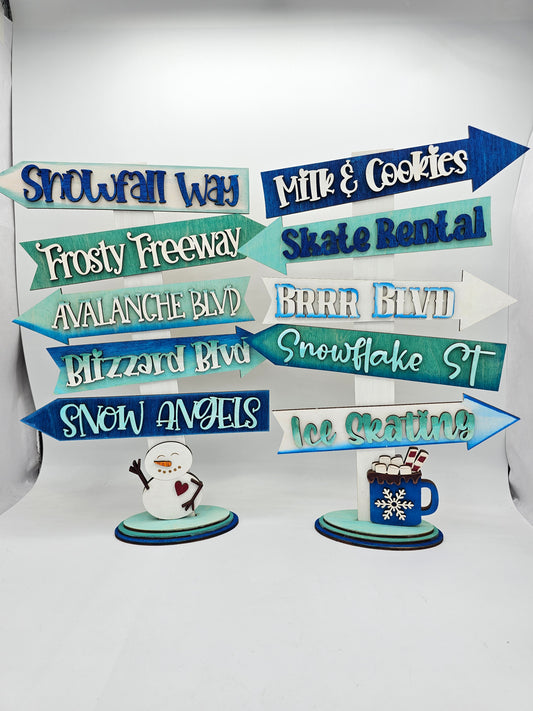 PAINTED - Arrow Street Signs - Winter