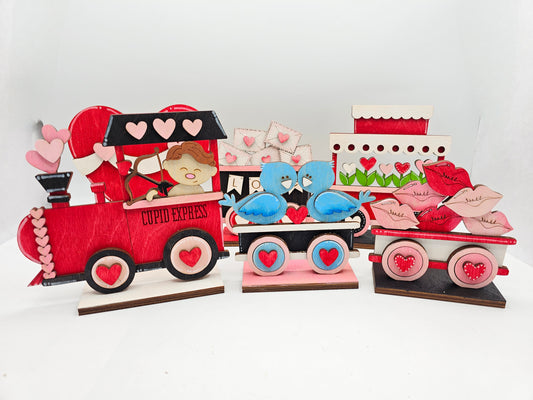 Painted Valentine Train Small Sitter