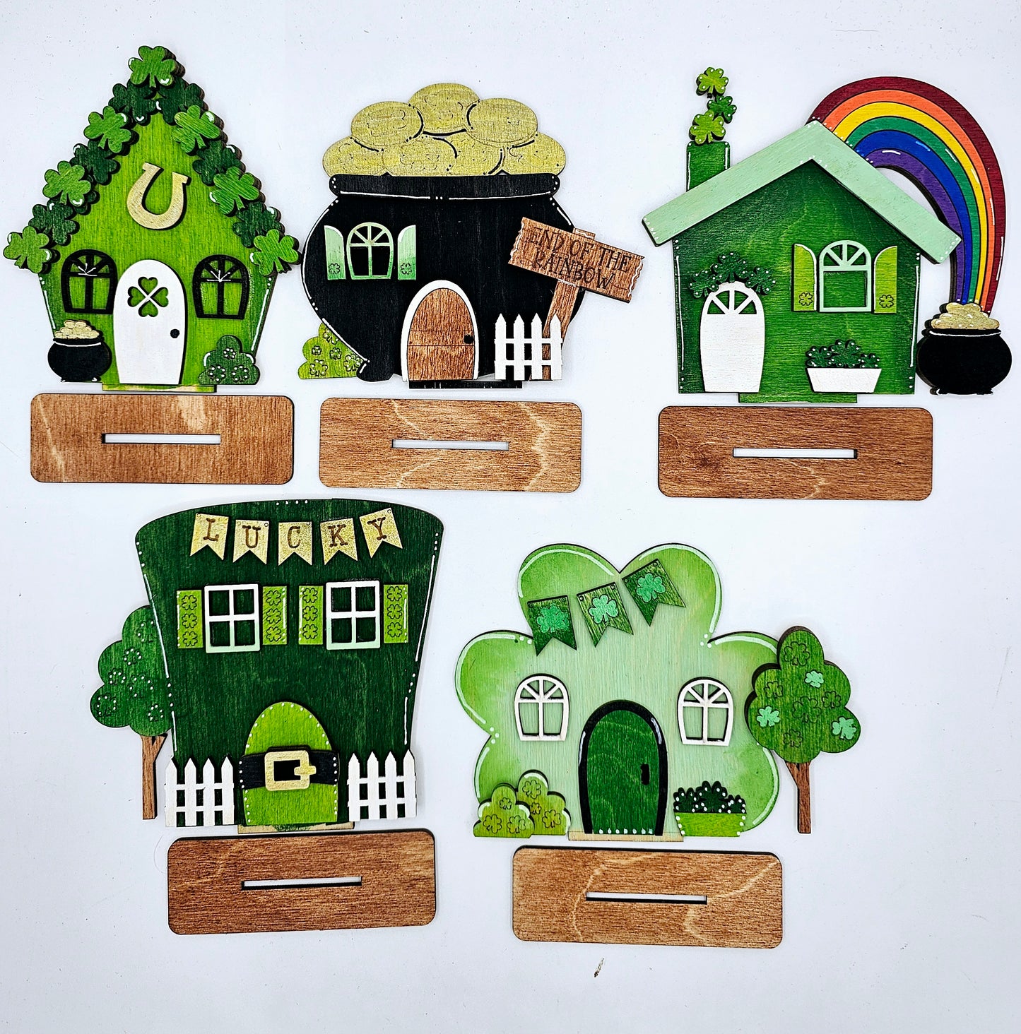 PAINTED - Mini St. Patrick Houses