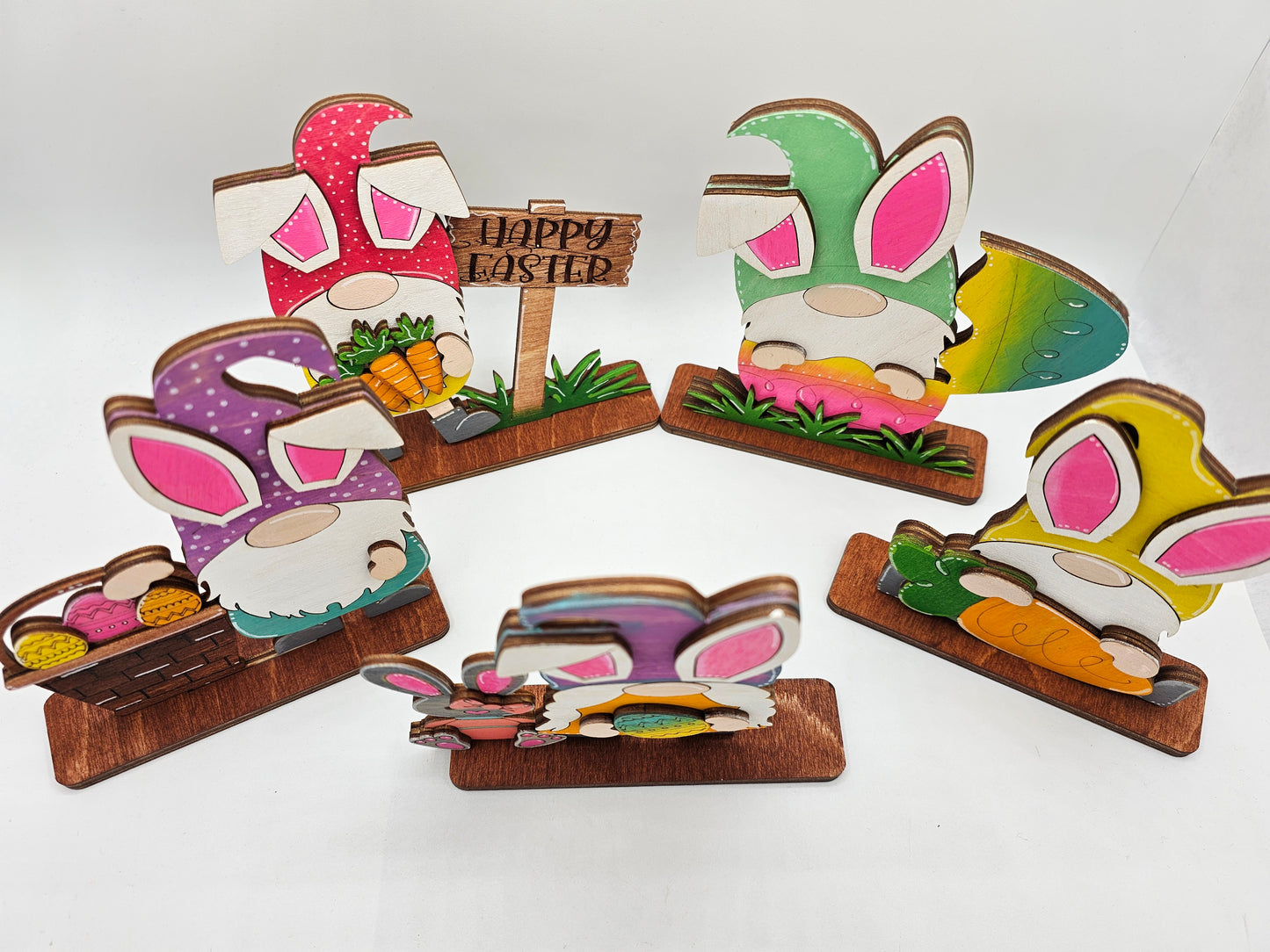 PAINTED -Easter Gnomes x5