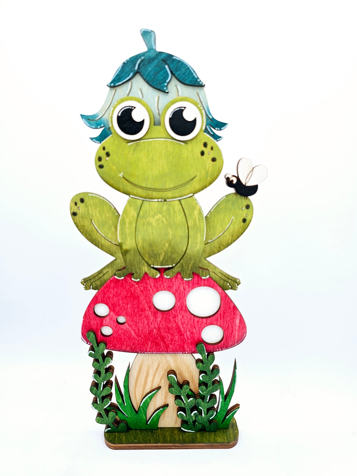 Frog with Fly Mushroom Sitter