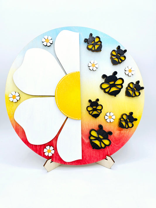PAINTED - Daisy Bee Round