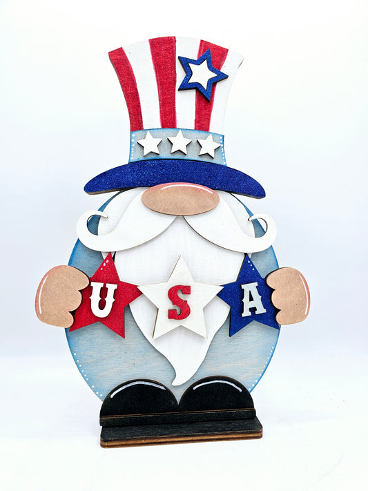 PAINTED - Uncle Sam Gnome Sitter