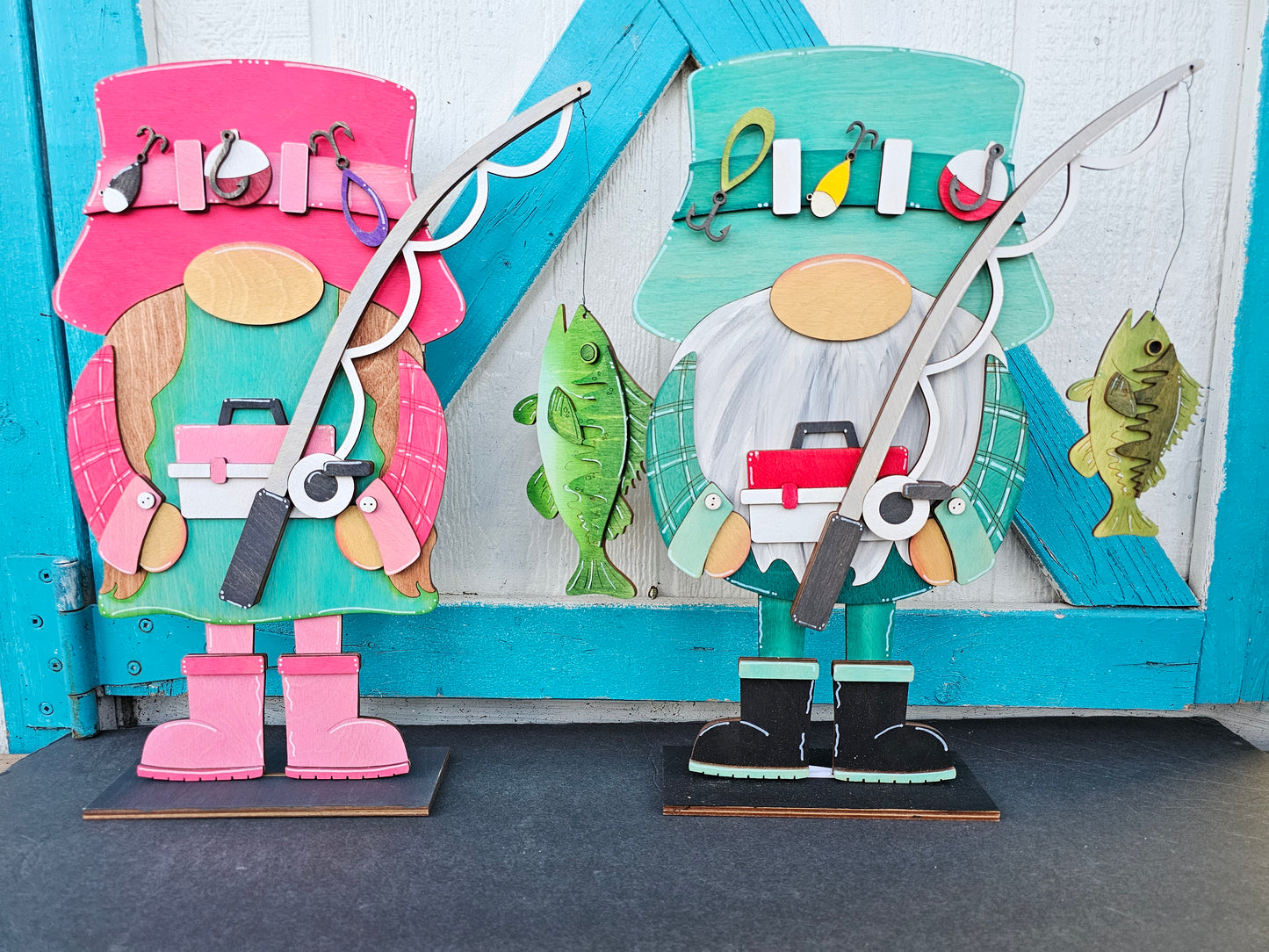 Large Fishing Gnome Sitter - Male or Female