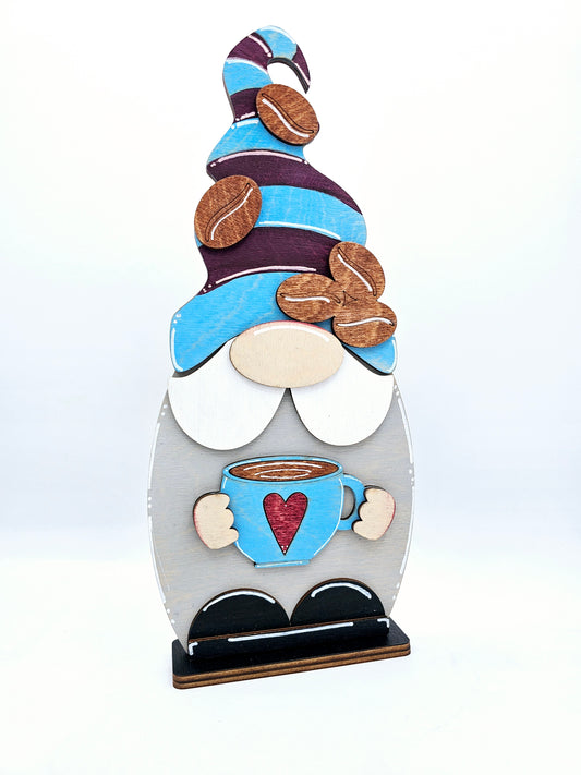 PAINTED -  Coffee Standing Gnome