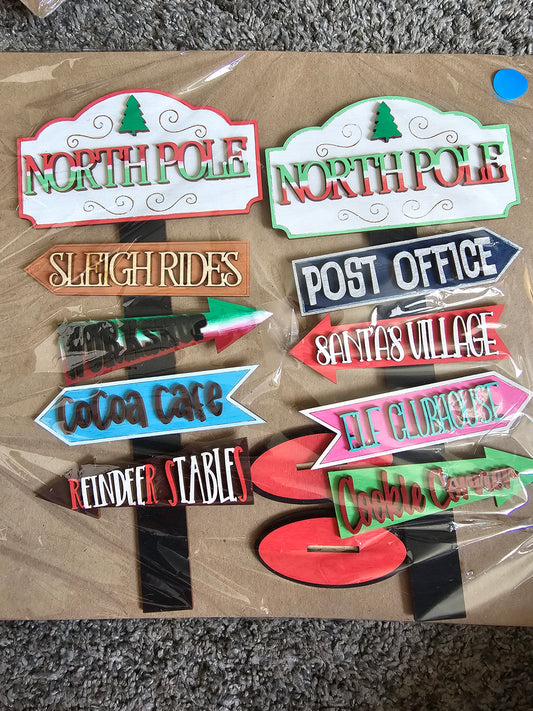 PAINTED - Arrow Street Signs - North Pole