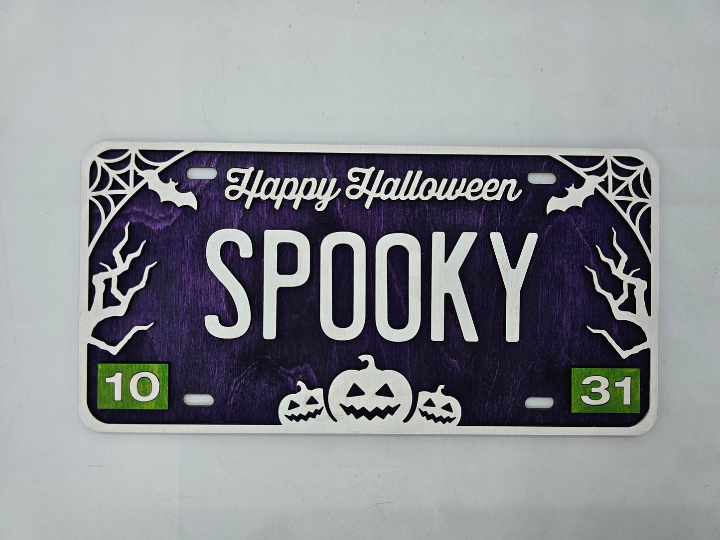 PAINTED - Spooky Halloween License Plates