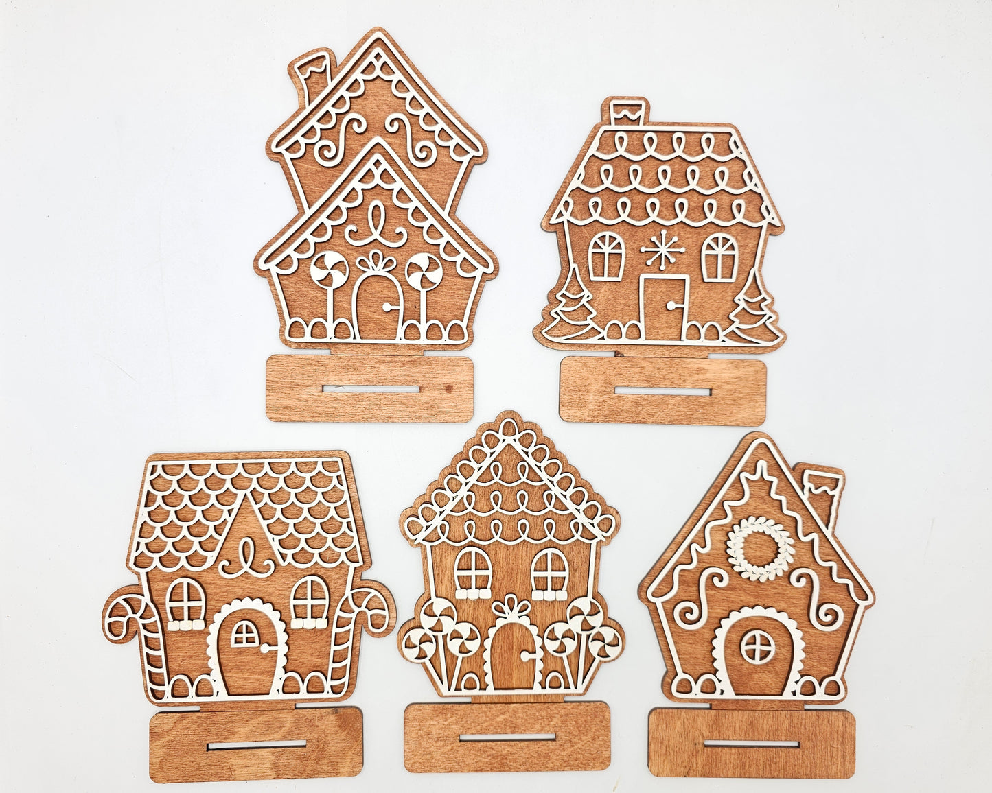 PAINTED - Mini Gingerbread Simple Houses