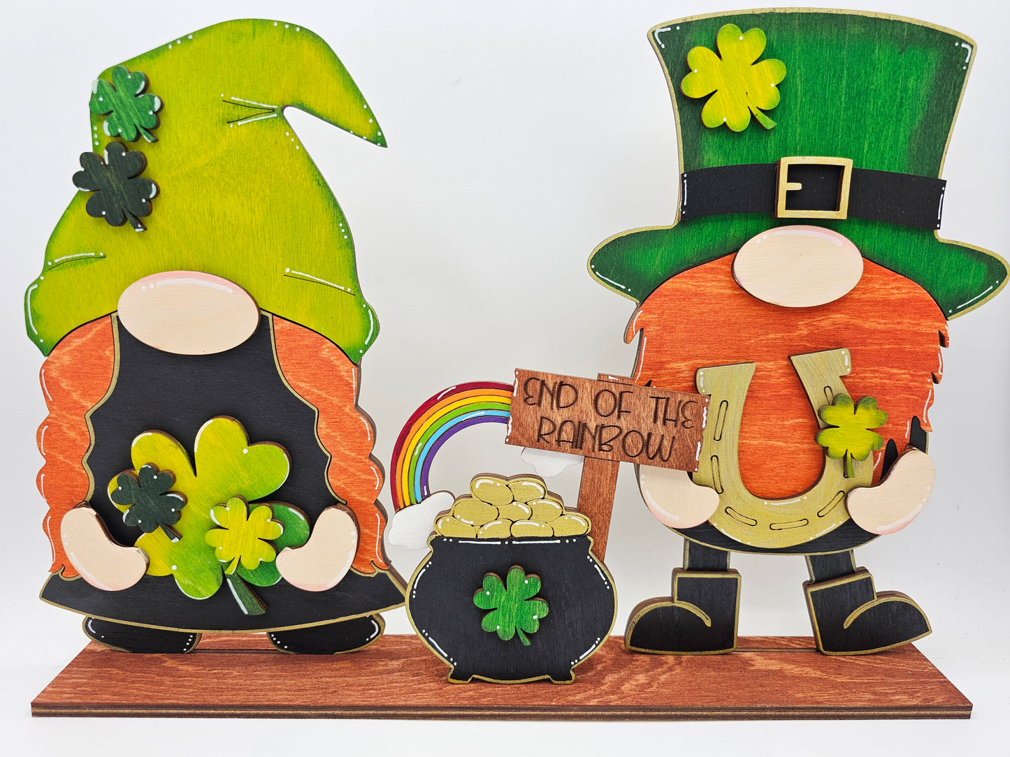PAINTED - St. Patrick's Gnome Couple