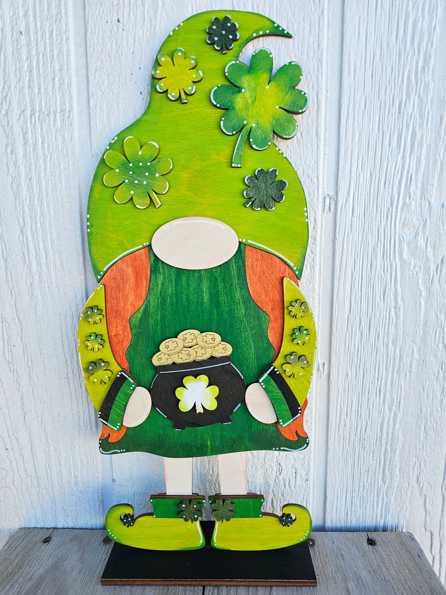 PAINTED - Large St. Patrick Gnome Sitter - Female