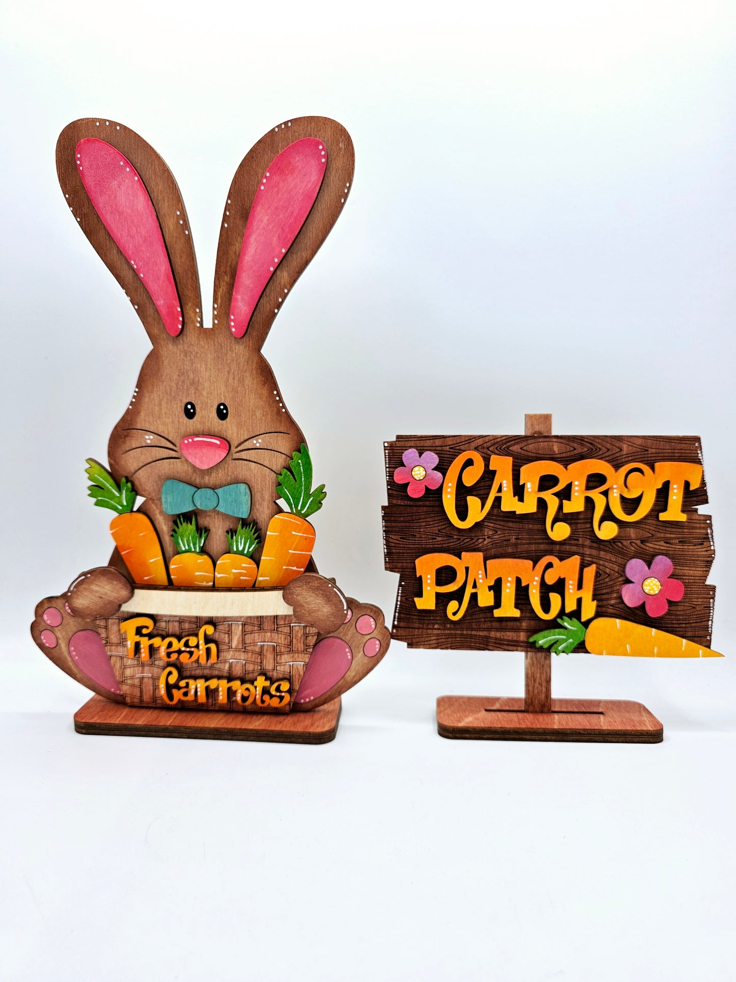 PAINTED - Bunny Carrot Patch Sitters