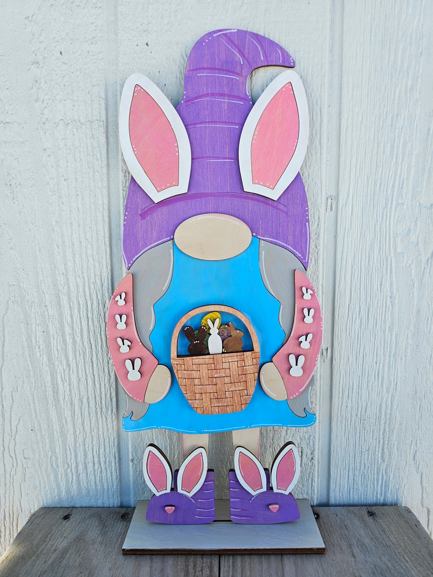 PAINTED - Large Easter Gnome Sitter - Female