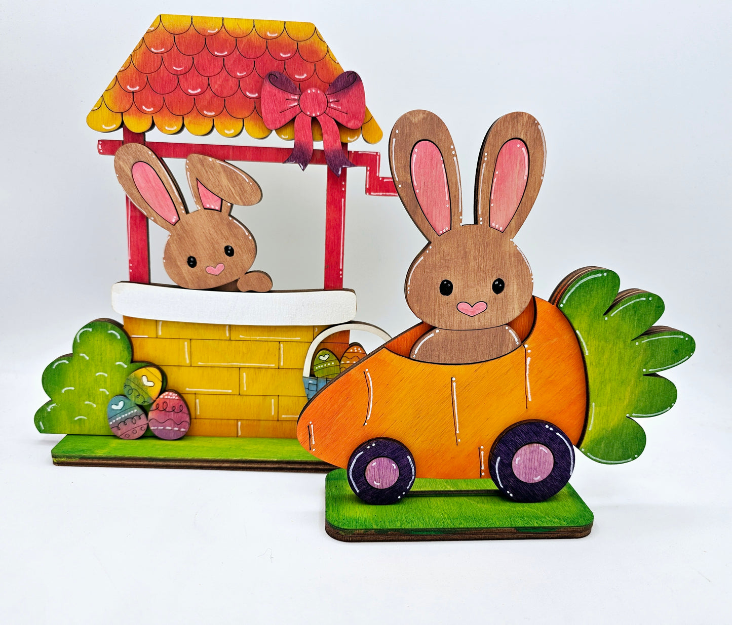 PAINTED - Bunny Car & Well Sitters