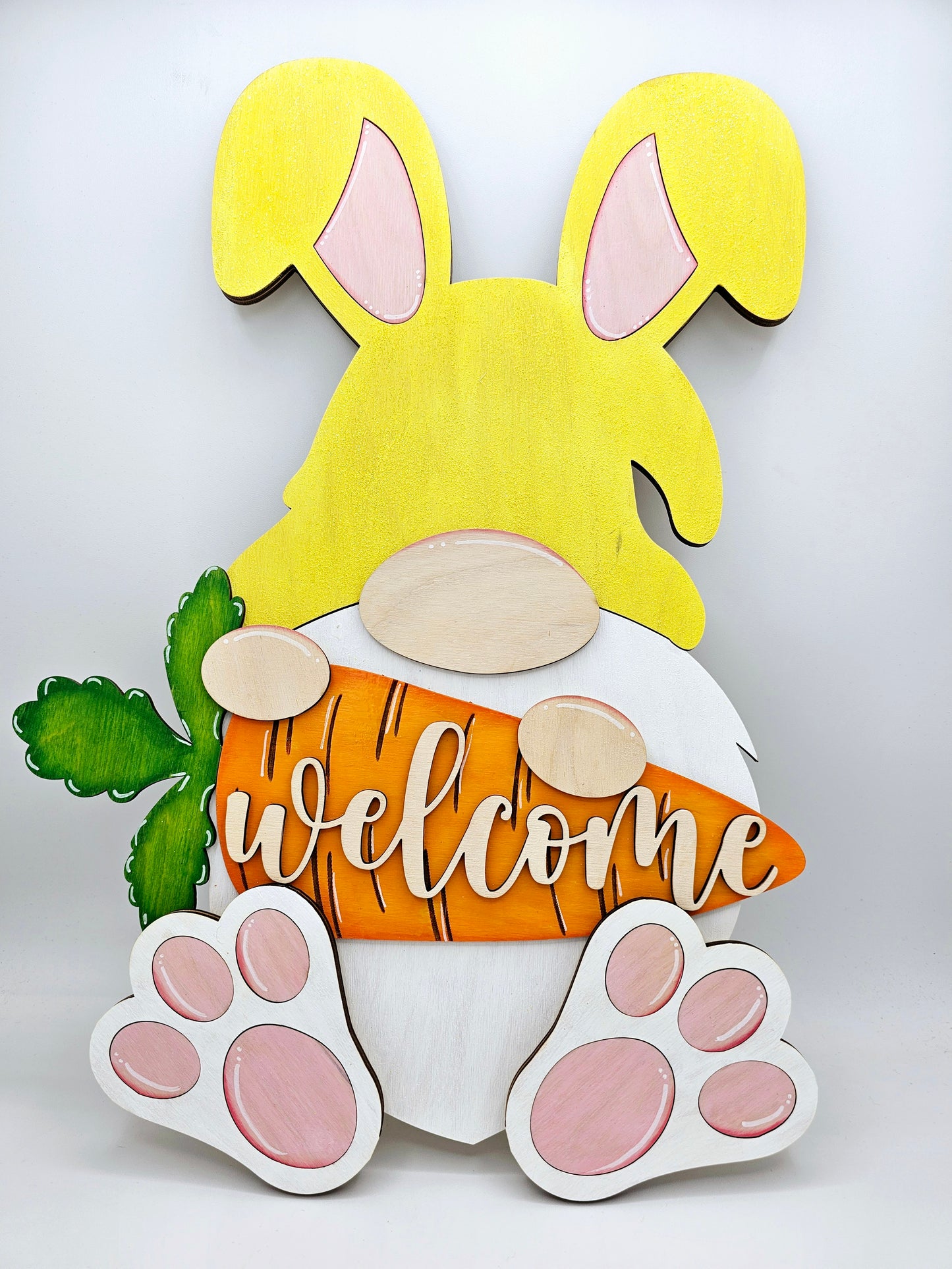 PAINTED - Gnome Bunny Door Hanger