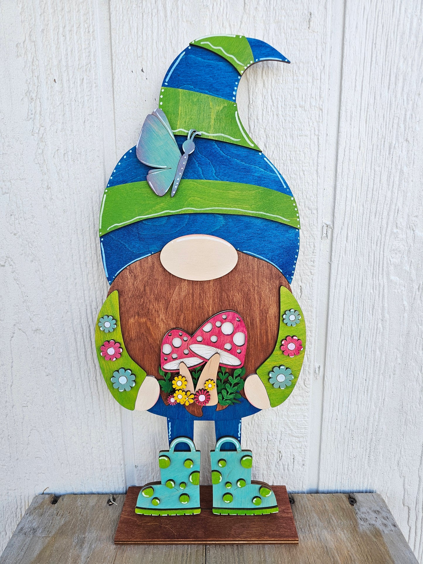 PAINTED - Large Spring Gnome Sitter - Male