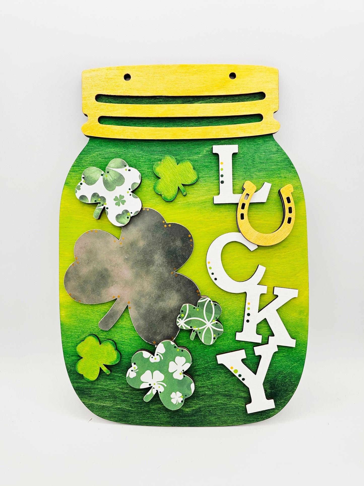 PAINTED - Lucky Mason Jar Hanger - Large