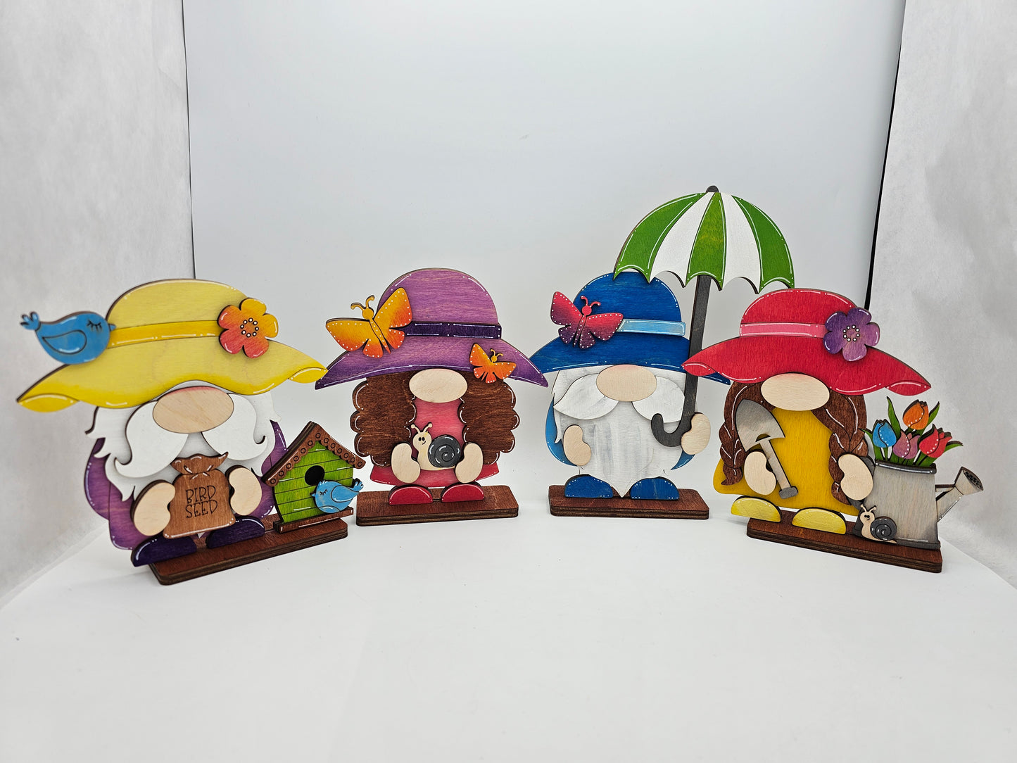 PAINTED - Spring Gnome Sitters x4