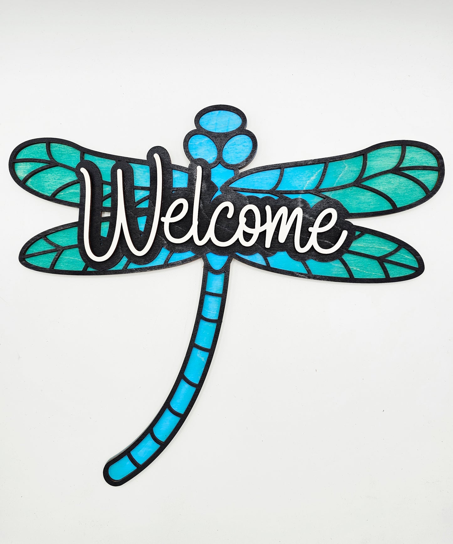 PAINTED - Dragonfly Welcome Sign