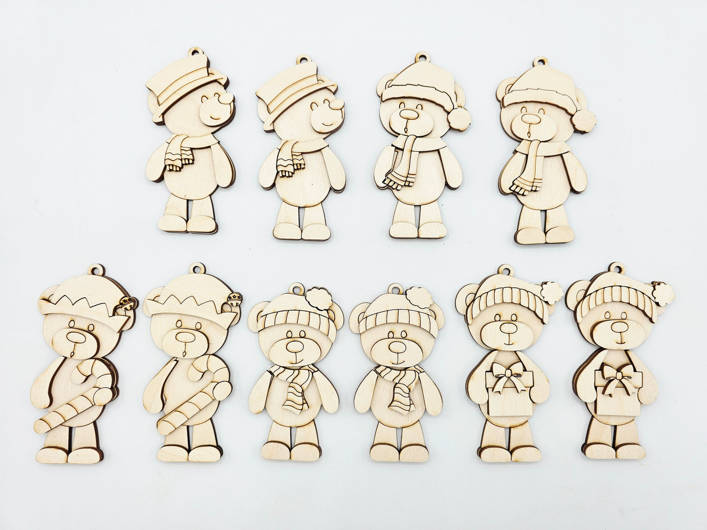 Christmas Bear Ornaments Set of 10