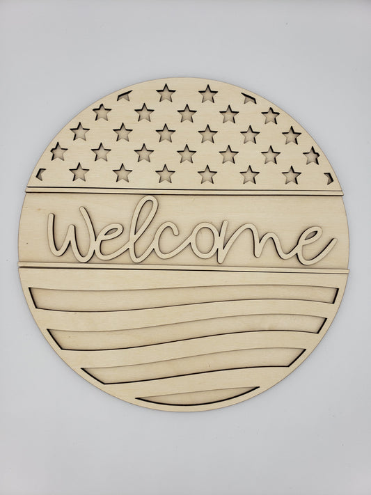 Welcome Stars & Stripes Sign