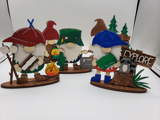 PAINTED -Camping Gnomes x5