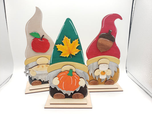 PAINTED - Fall Gnome Trio