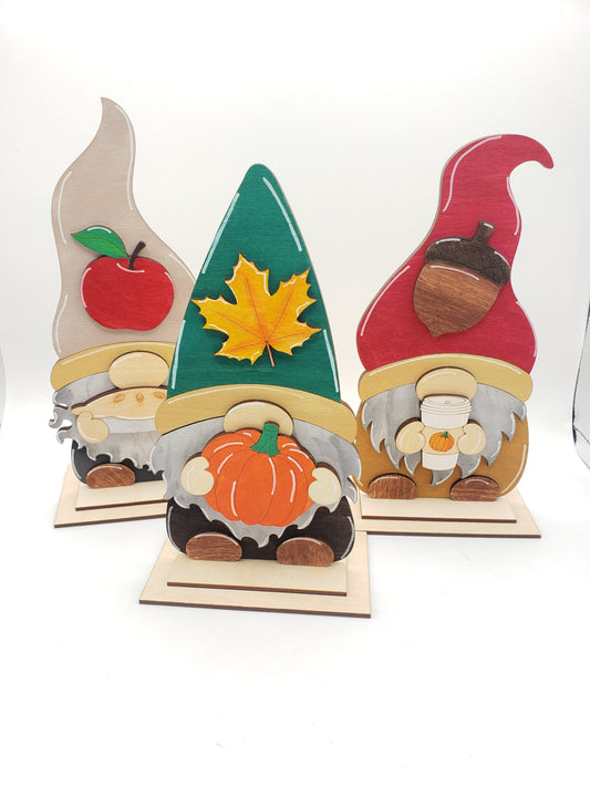 PAINTED - Fall Gnome Trio