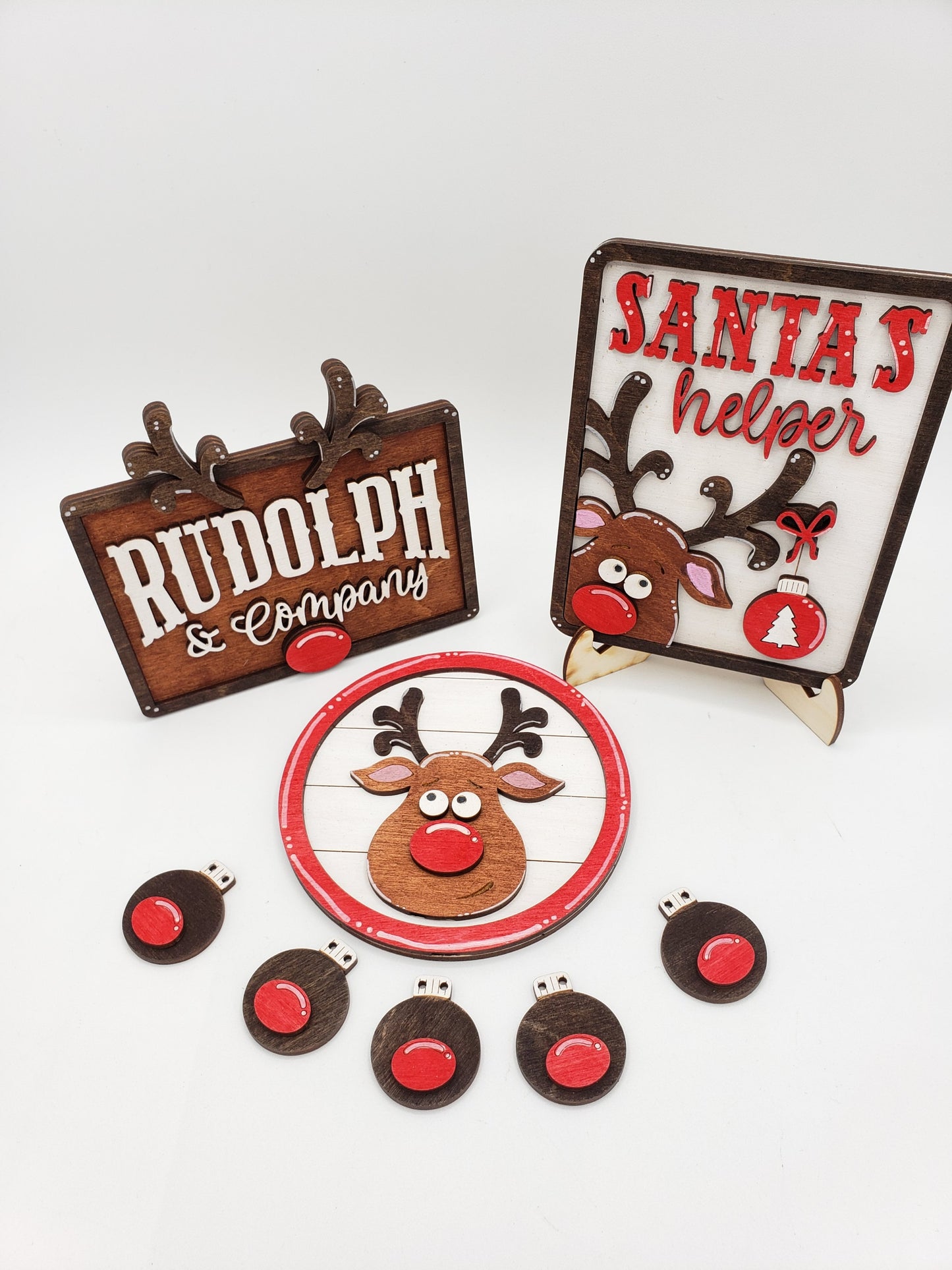 PAINTED - Reindeer Tiered Tray Set