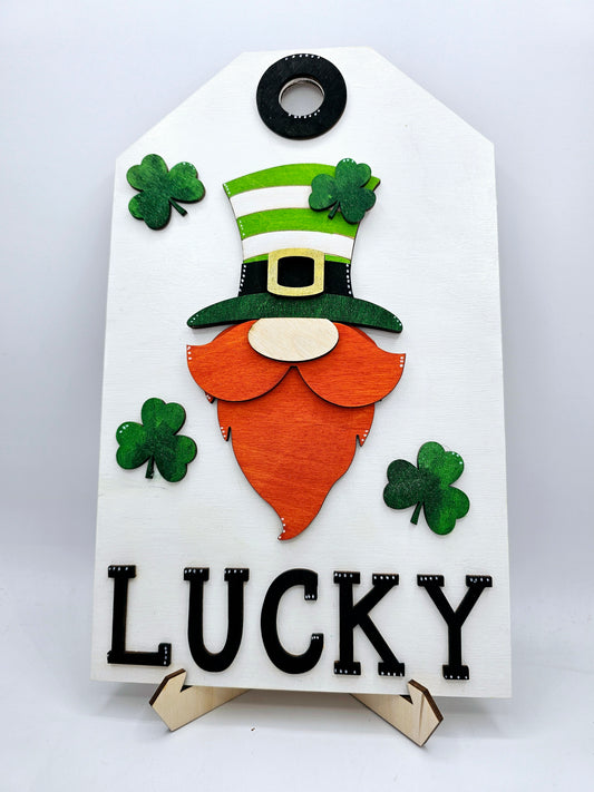 PAINTED - Lucky Tag Door Hanger