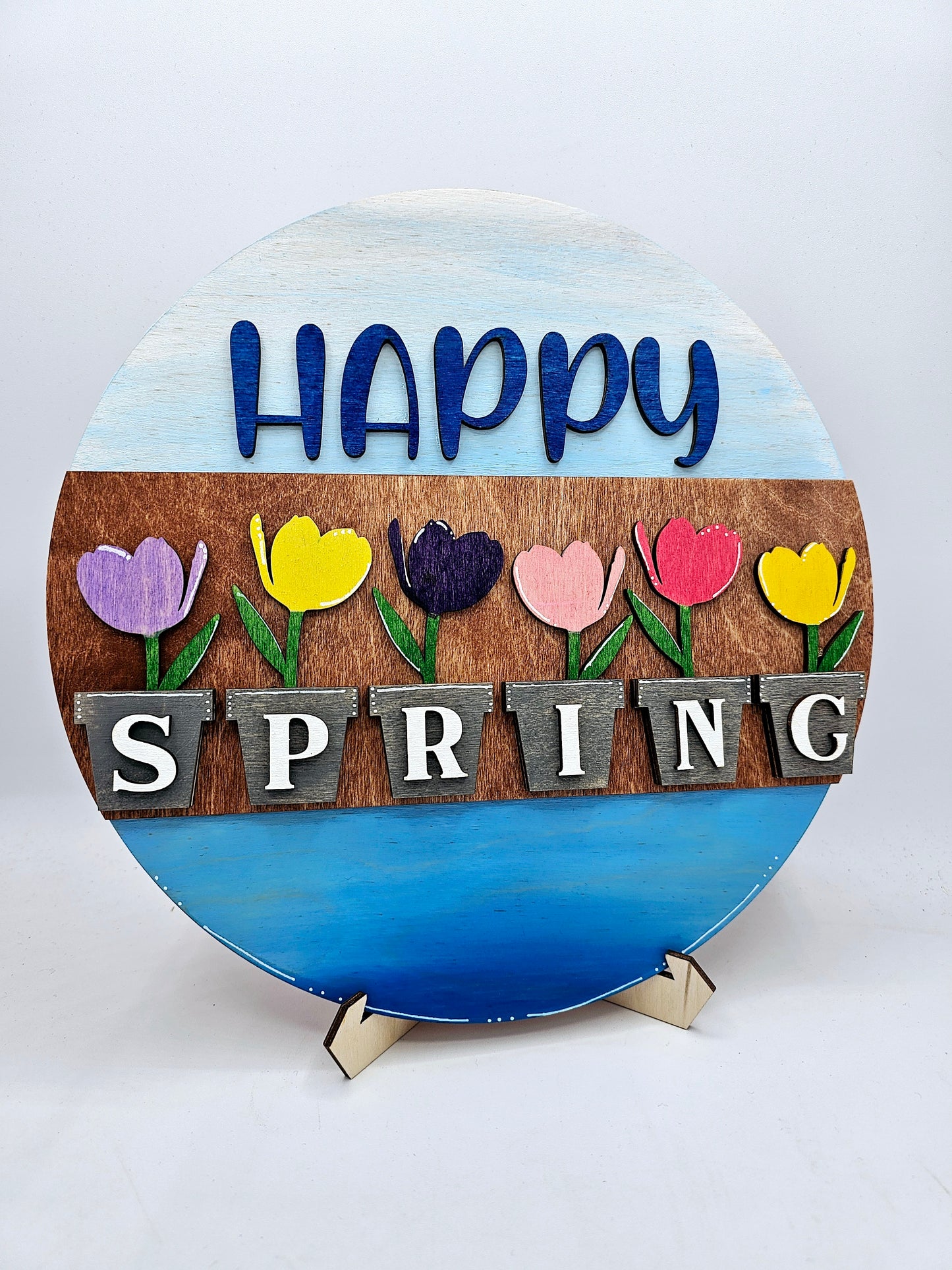 PAINTED - Hello Spring Flowerpot Round