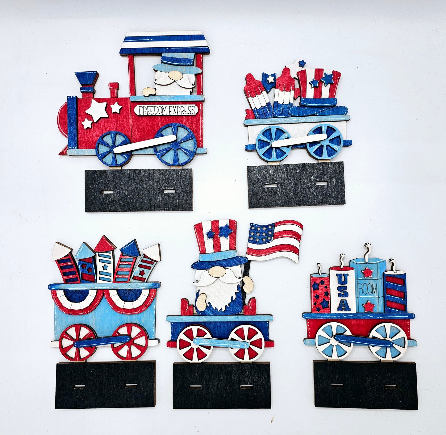 PAINTED - Patriotic Train Small Sitter