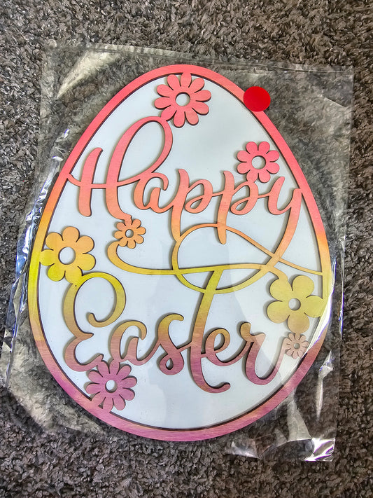 PAINTED - Happy Easter Egg Sign