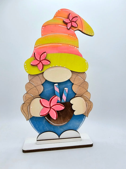 PAINTED - Coconut Standing Gnome