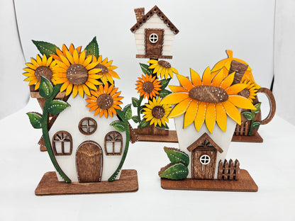 PAINTED - Mini Sunflower Houses