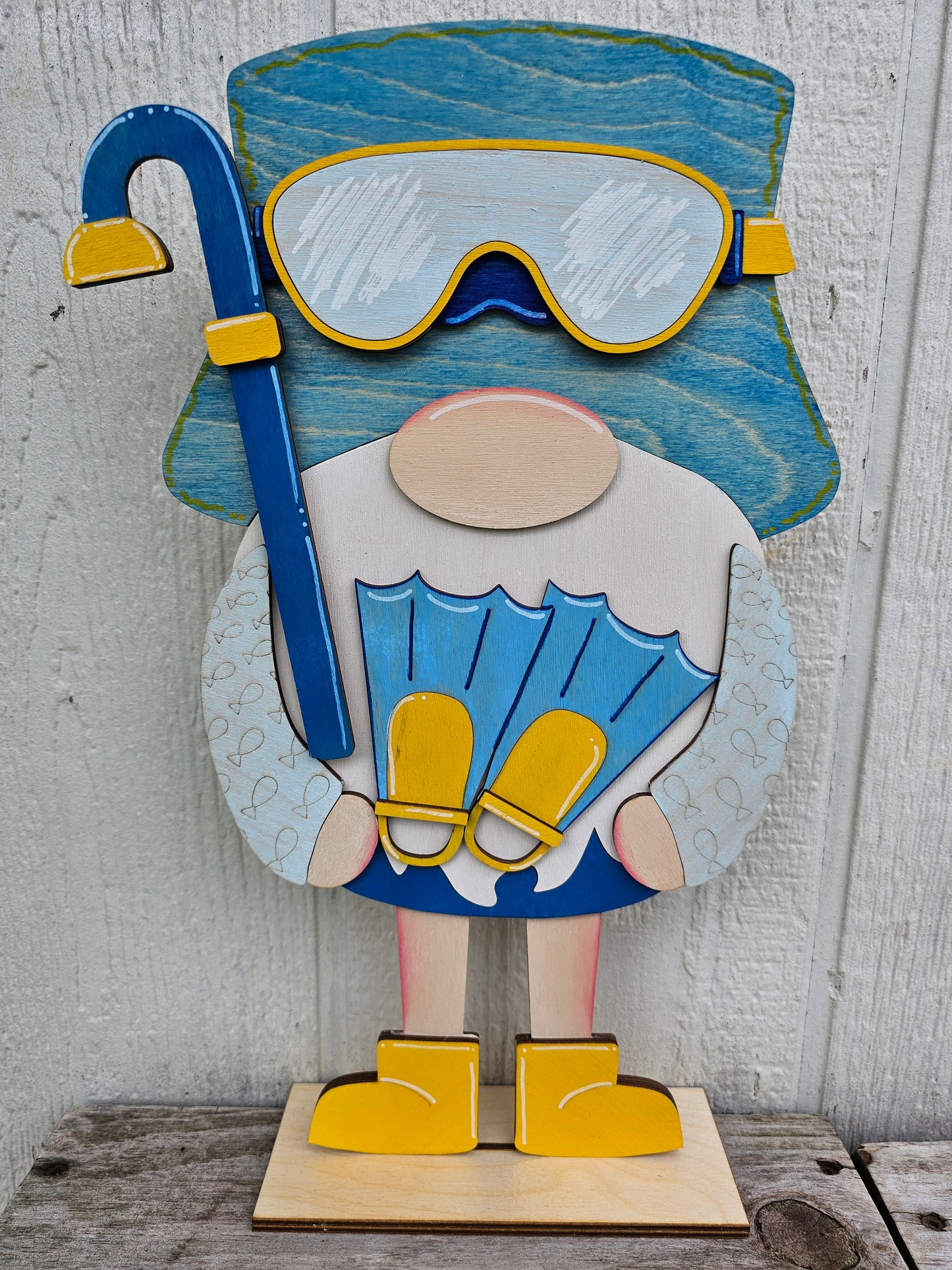 PAINTED - Large Beach Gnome Sitter - Male