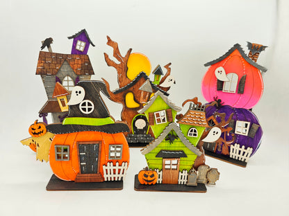 PAINTED - Mini Halloween Houses